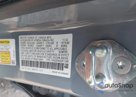 2024 Honda Civic Ex from USA, damaged, VIN 2HGFE1F75RH316641